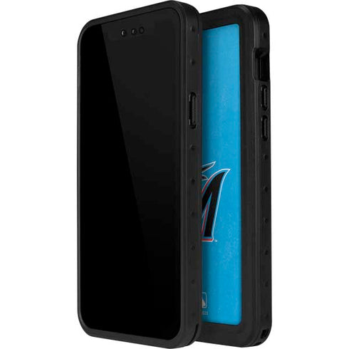 MLB Miami Marlins Solid Distressed iPhone 15 Pro Waterproof Case